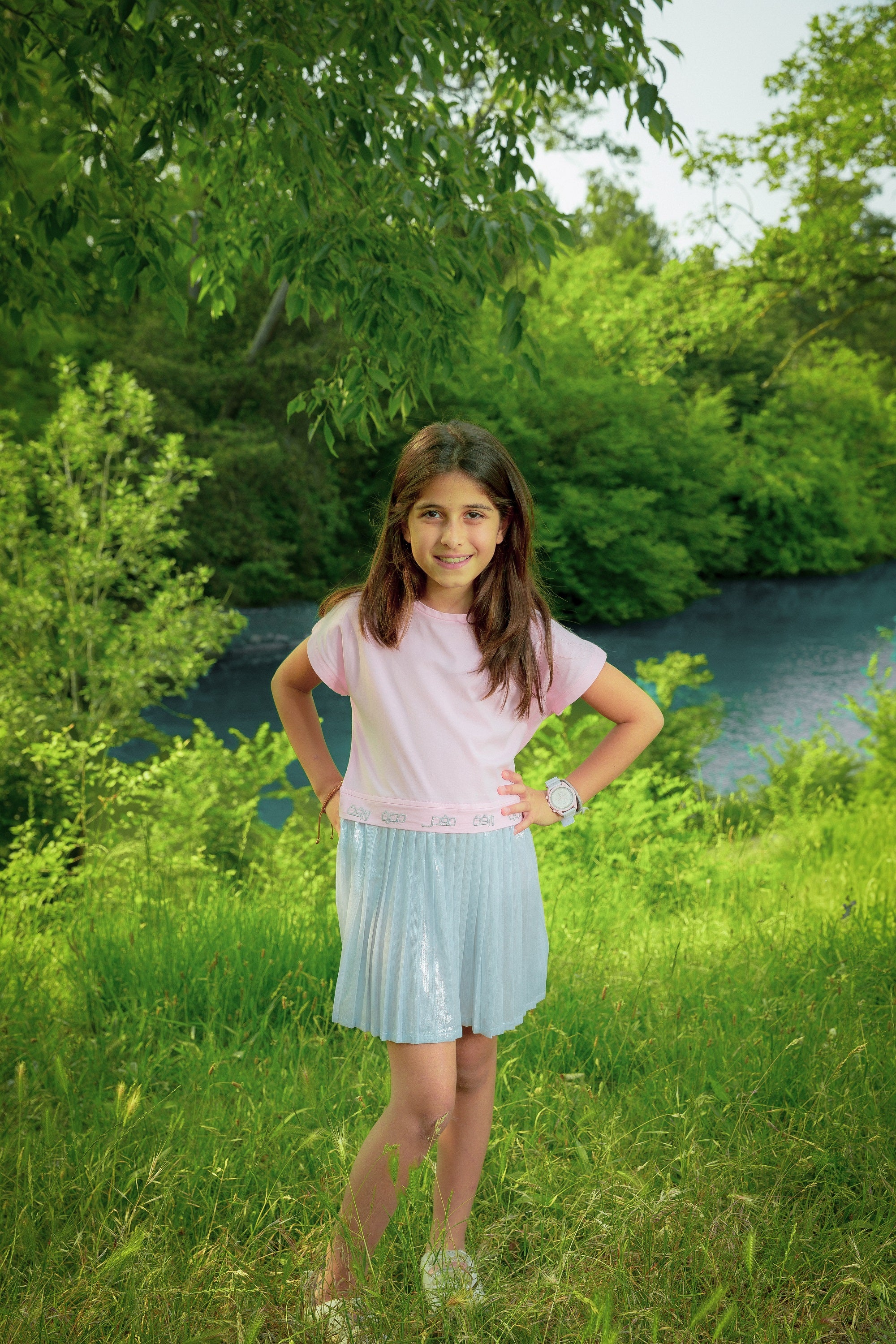 Scissors Cotton Pleated Dress