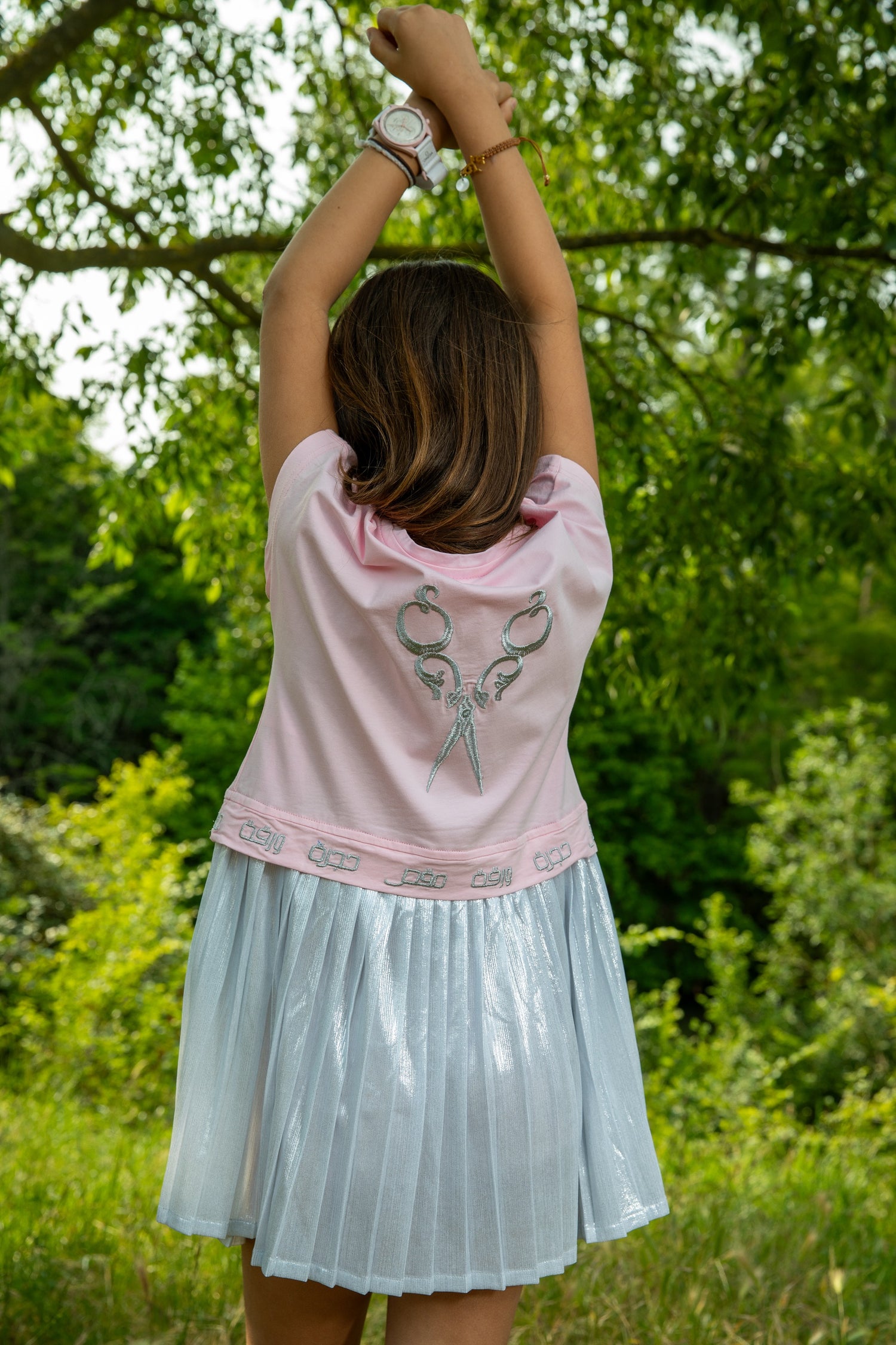 Scissors Cotton Pleated Dress