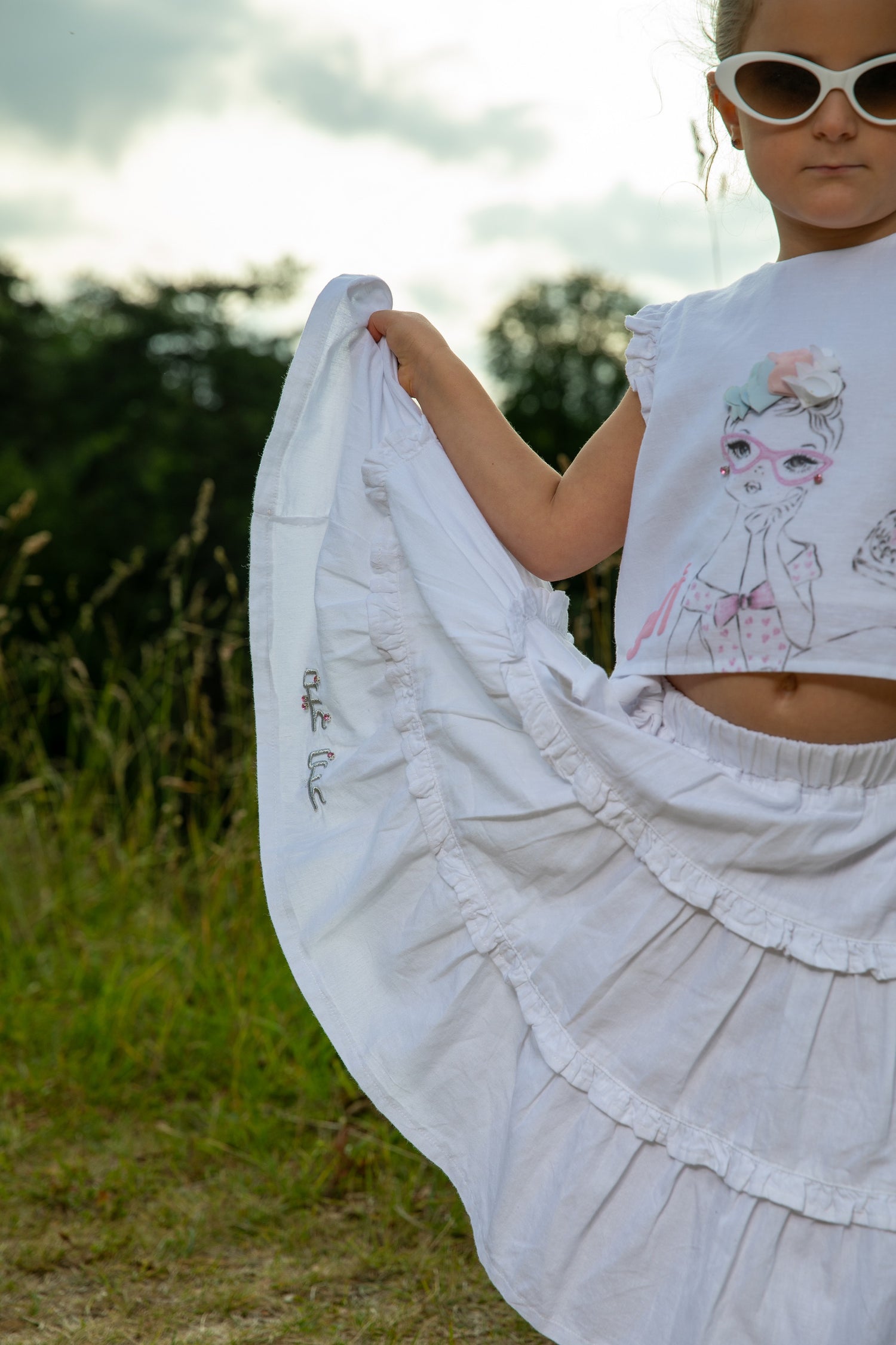 Alo 60's White Ruffled Skirt