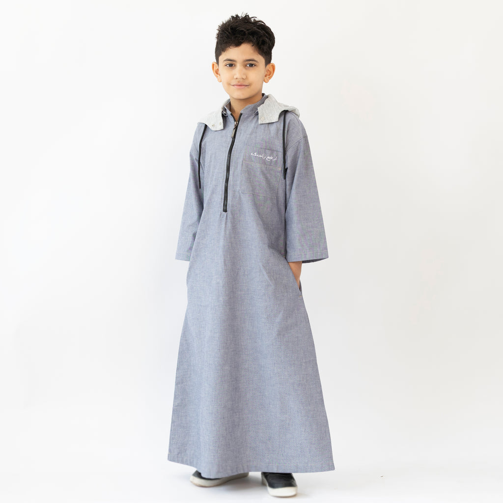 BOY DENIM HOODIE KAFTAN BLACK ZIPPER