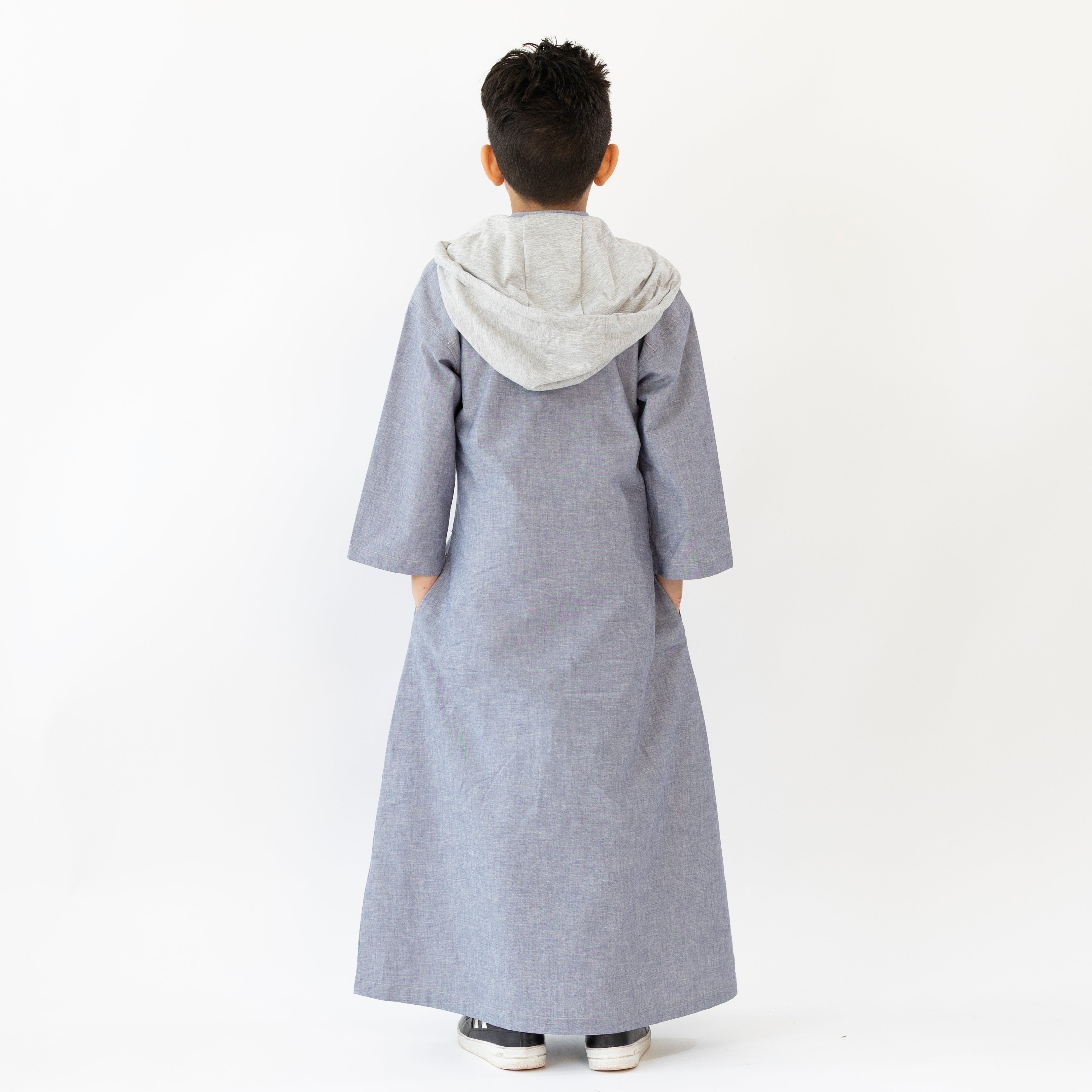 BOY DENIM HOODIE KAFTAN BLACK ZIPPER