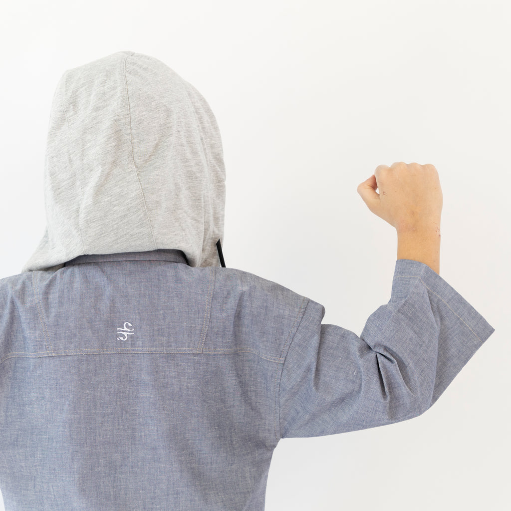 BOY DENIM HOODIE KAFTAN BLACK ZIPPER