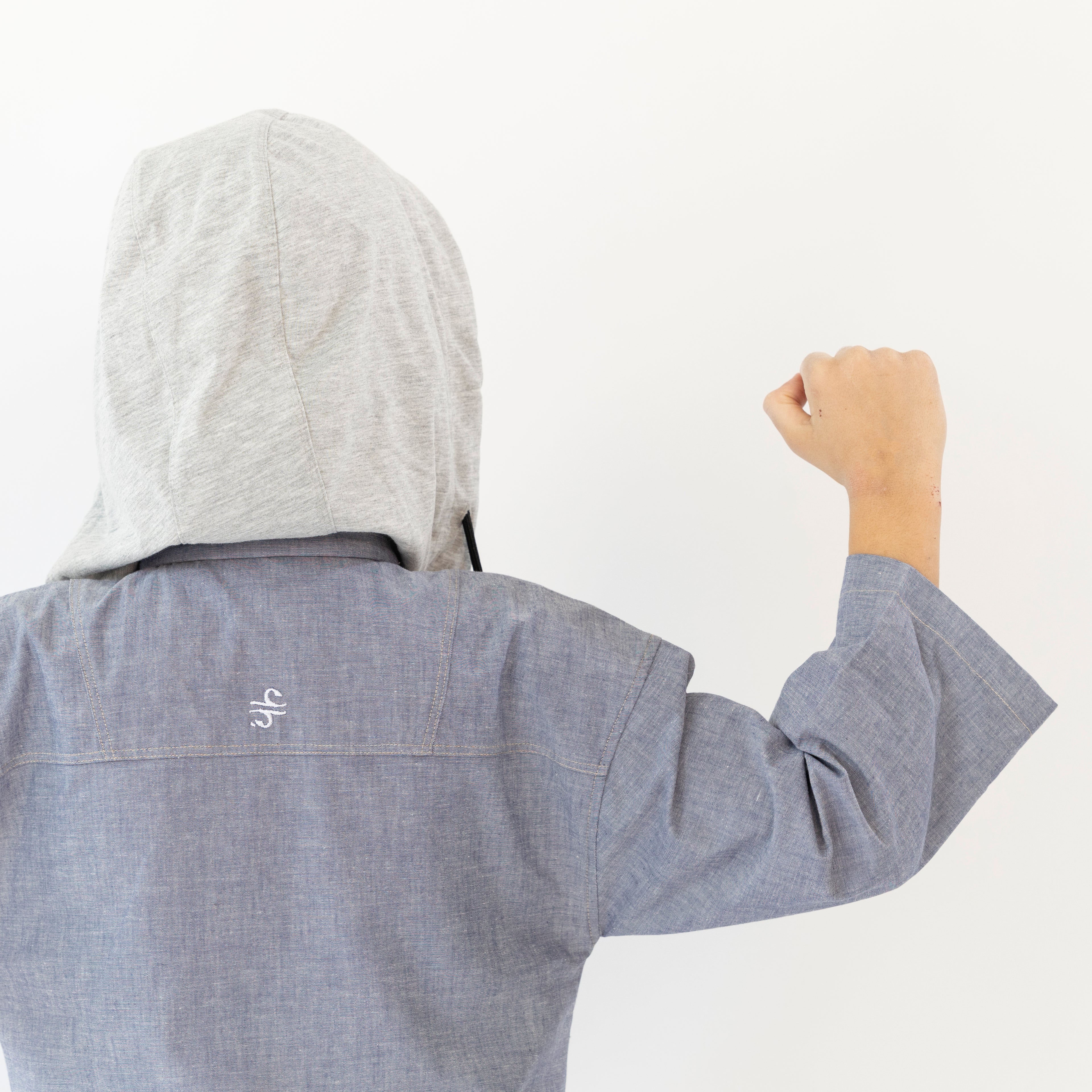 BOY DENIM HOODIE KAFTAN BLACK ZIPPER