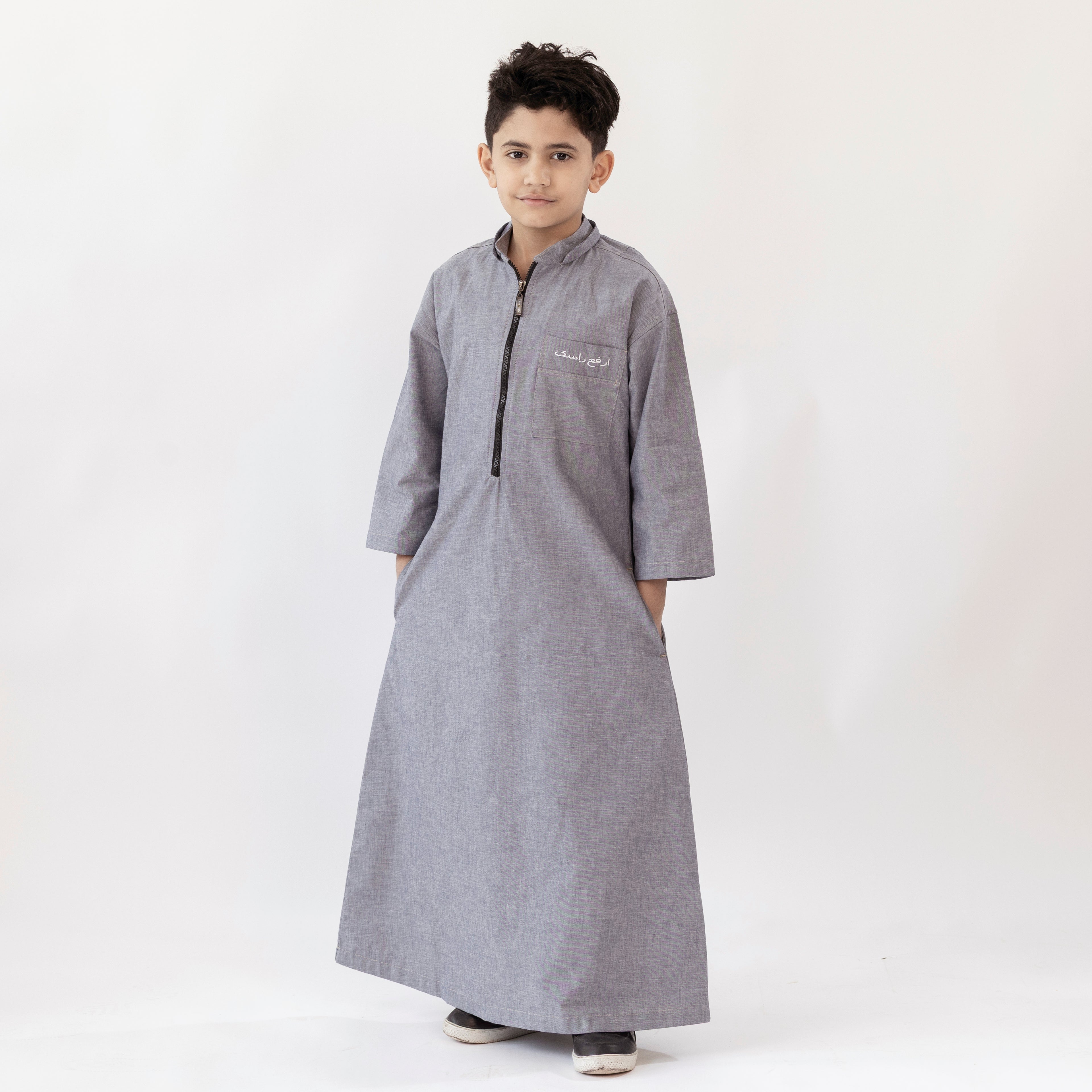 BOY DENIM HOODIE KAFTAN BLACK ZIPPER