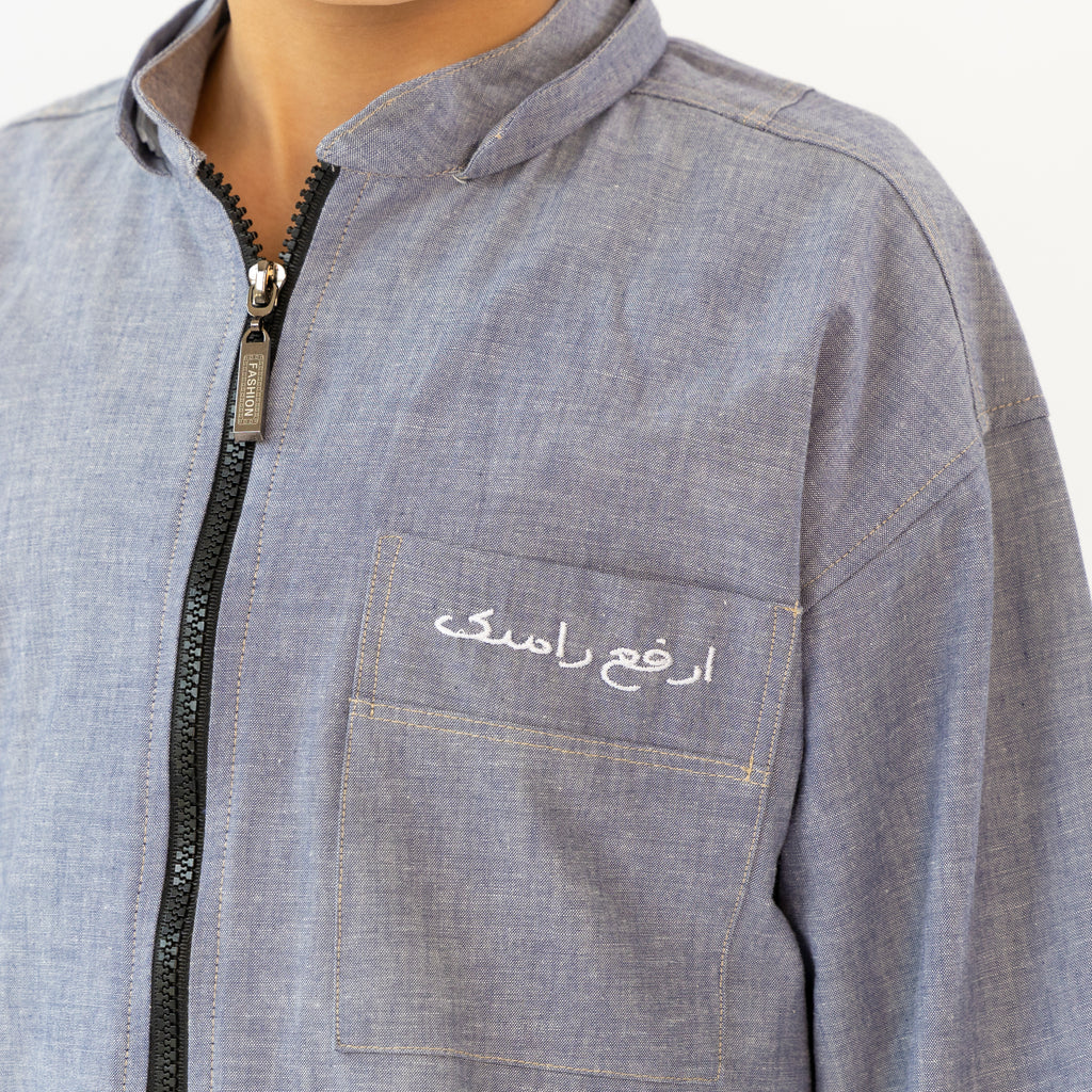 BOY DENIM HOODIE KAFTAN BLACK ZIPPER