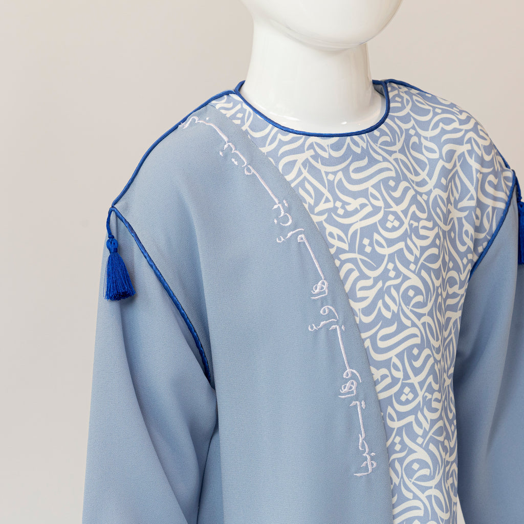 BLUE CALLIGRAPHY KAFTAN