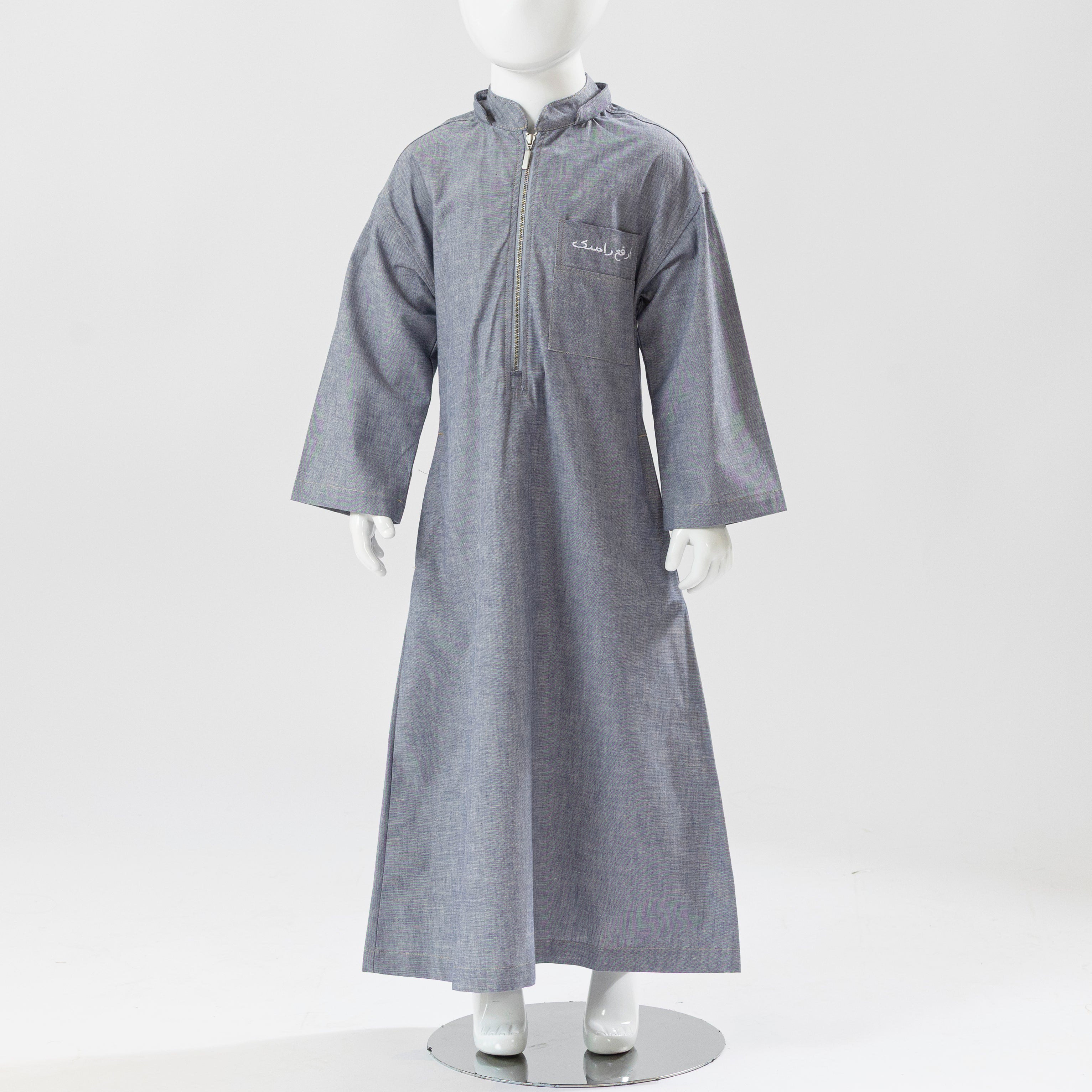 BOY DENIM HOODIE KAFTAN GRAY ZIPPER