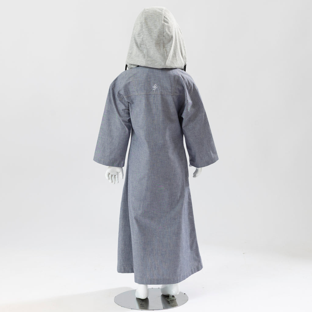 BOY DENIM HOODIE KAFTAN GRAY ZIPPER
