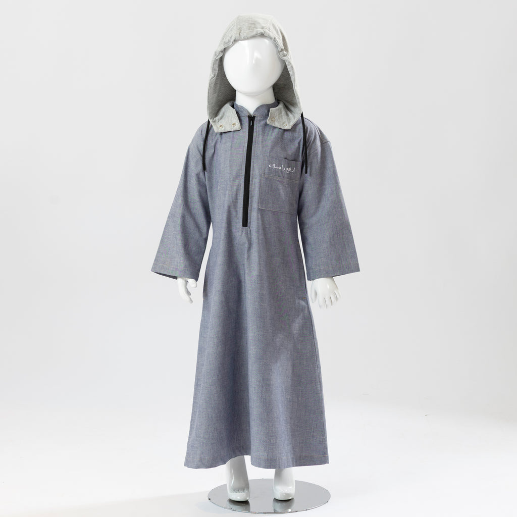 BOY DENIM HOODIE KAFTAN BLACK ZIPPER