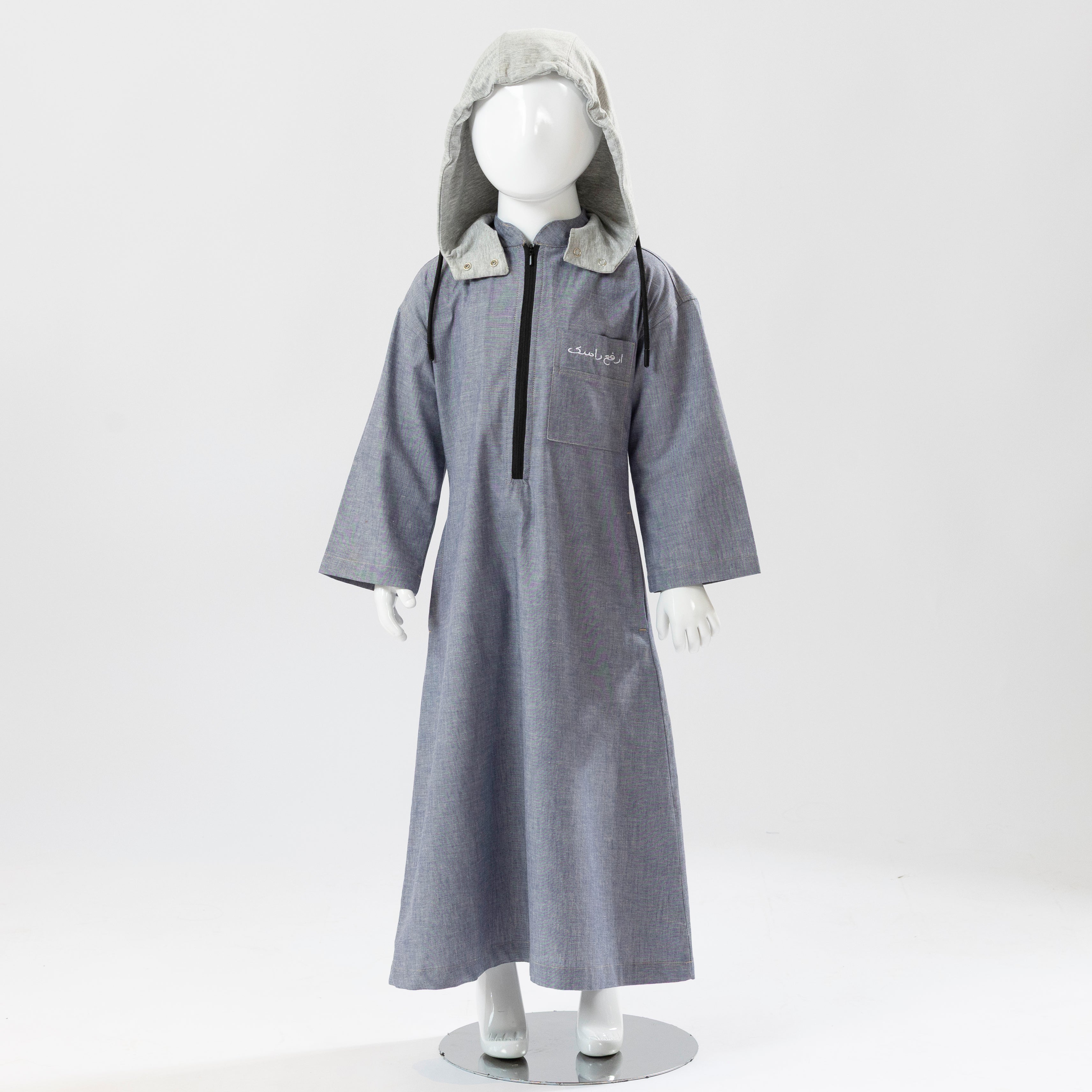 BOY DENIM HOODIE KAFTAN BLACK ZIPPER