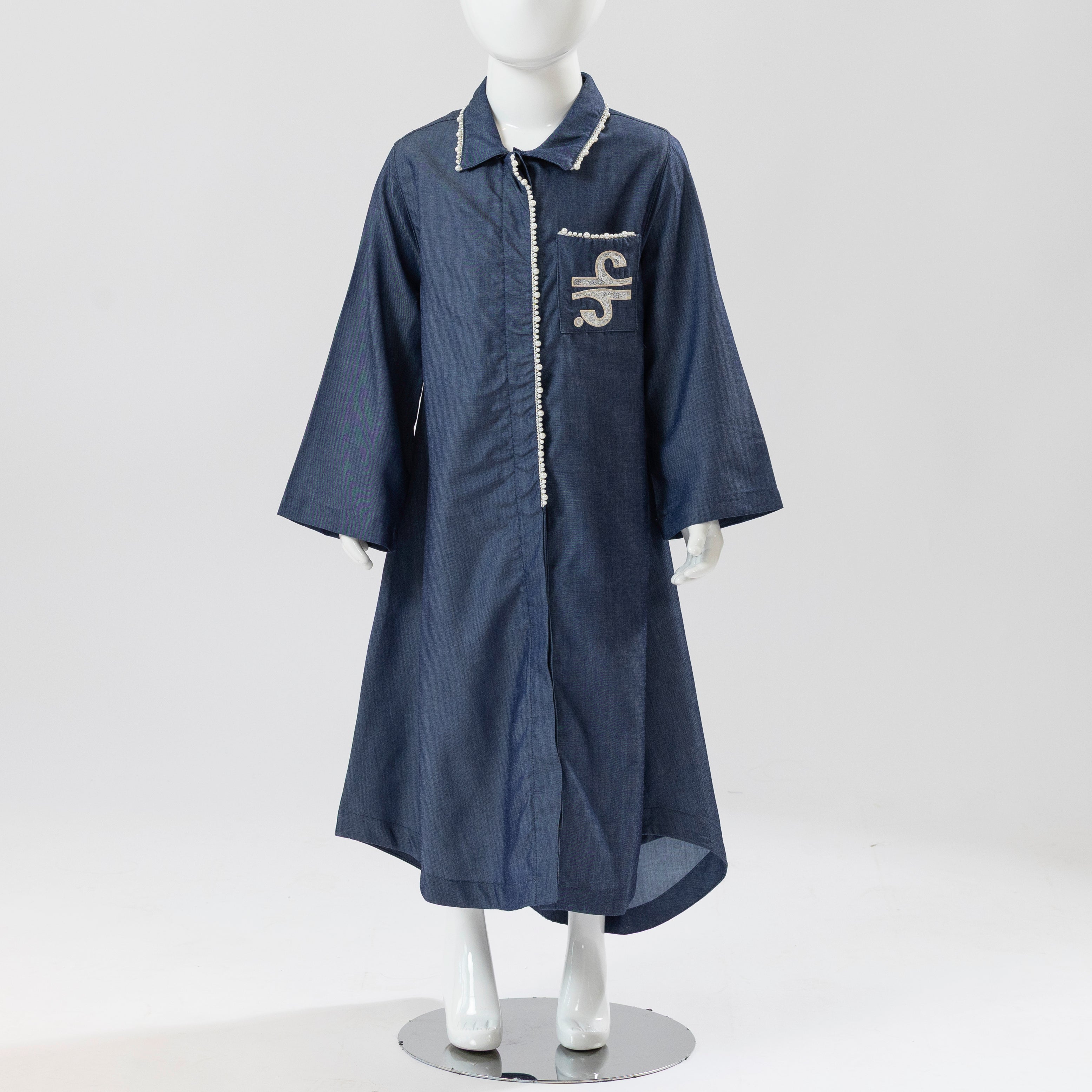 DENIM LACE PEARL KAFTAN