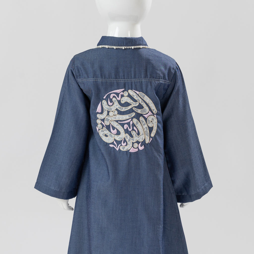 DENIM LACE PEARL KAFTAN