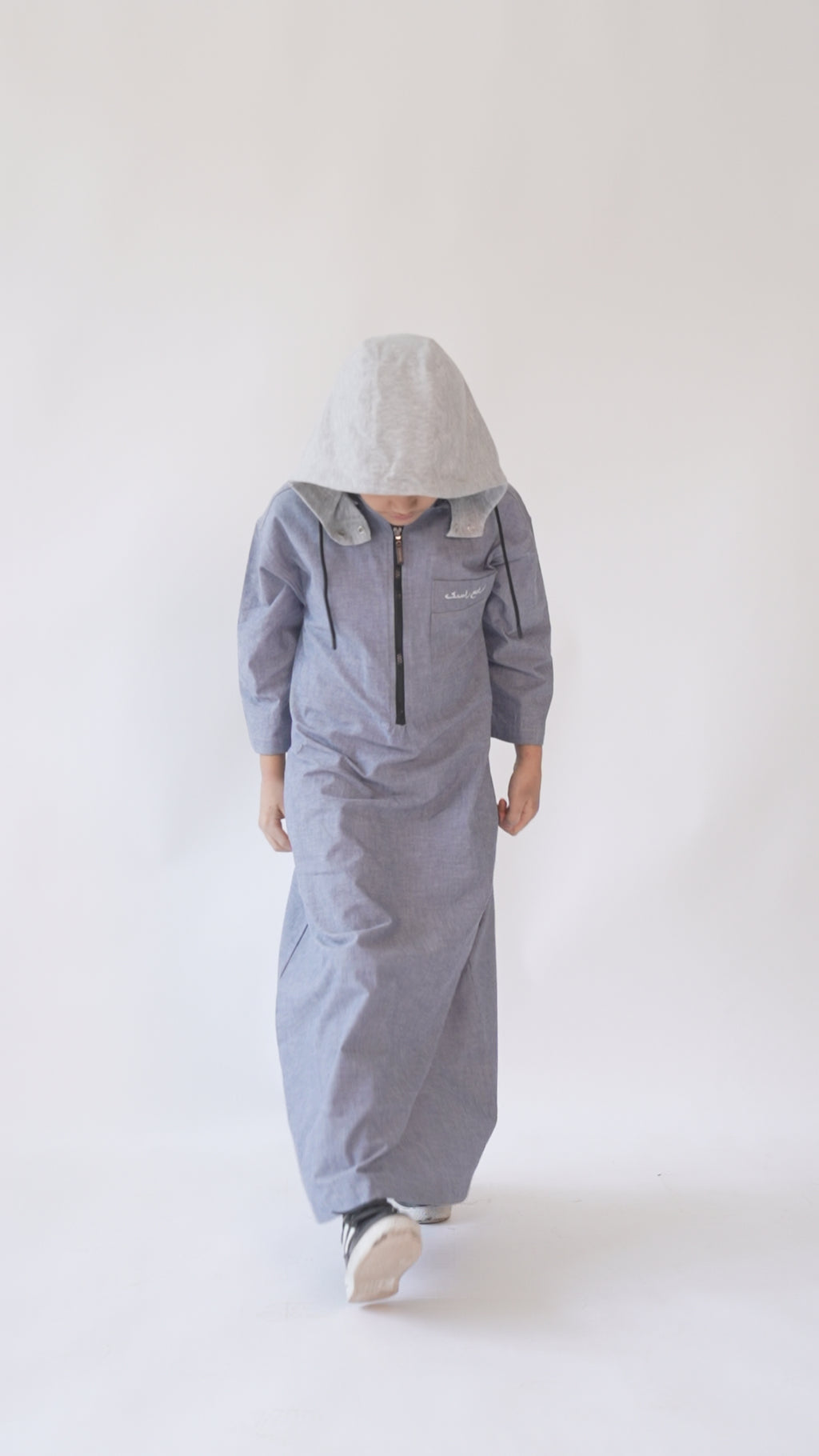 BOY DENIM HOODIE KAFTAN BLACK ZIPPER